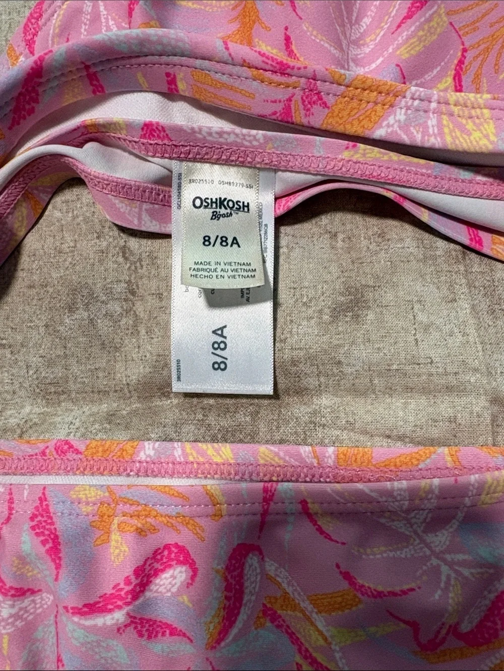 OshKosh B'gosh Pink Leaf-Print High-Neck Girls Swim Two-Piece